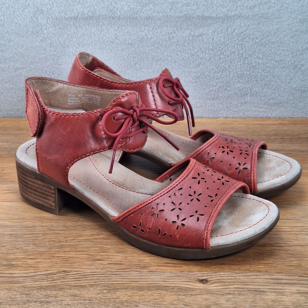 Dansko Liz Women's 9 9.5 EU 40 Strappy Block Heel Sandals Red Leather Retro